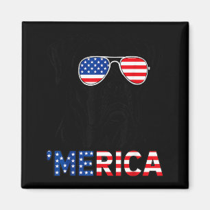 America Boxer Dog Aamerican Flag Sungles Patriotic Magnet