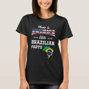 America Brazilian Parts Brazil Map USA Flag Ancest T-Shirt