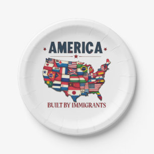America Built by Immigrants Patriotic American Paper Plate