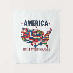 America Built by Immigrants Patriotic American Tapestry
