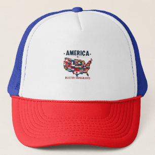 America Built by Immigrants Patriotic American Trucker Hat