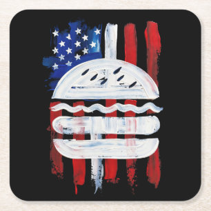 America Burger (Black Painting No. 1) Square Paper Coaster