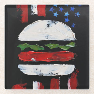 America Burger (Black Painting No. 7) Glass Coaster