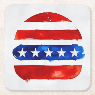 America Burger (White Painting No. 4) Square Paper Coaster