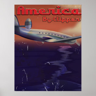 America by Clipper vintage travel poster