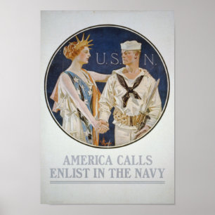 America Calls - Enlist in the Navy Poster