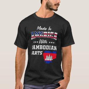 America Cambodian Parts Cambodia Map USA Flag Root T-Shirt