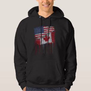 America Canada Flags Half American Half Canadian Hoodie