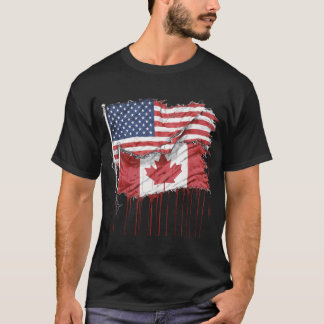 America Canada Flags Half American Half Canadian   T-Shirt
