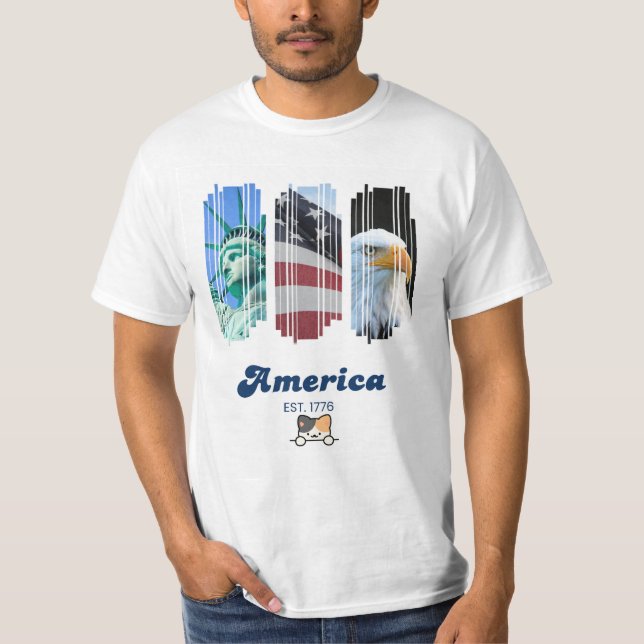 America & cat design t-shirt (Front)