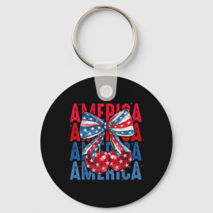 America Cherries American Flag 4th Of July Cherry  Key Ring
