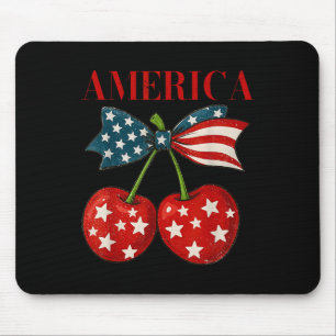 America Cherries Coquette Bow Cherry July 4th Usa Mouse Pad