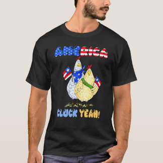 America Cluck Yeah Chickens American Flag 4th Of J T-Shirt