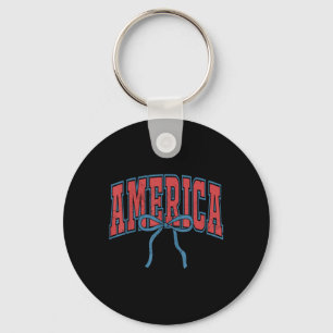 America Coquette Bow 4th Of July Usa American Girl Key Ring