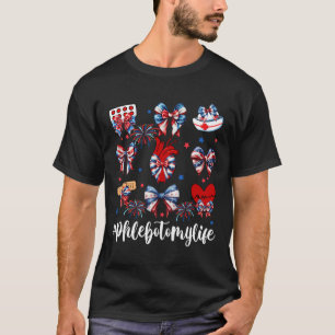 America Coquette Bow Fireworks Phlebotomy Happy 4t T-Shirt