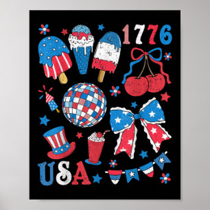 America Coquette Bow Usa Patriotic 4th Of July Kid Poster