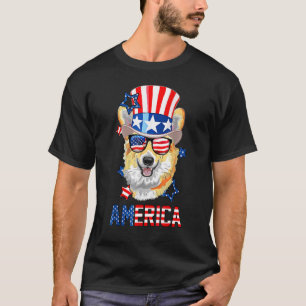America Corgi Dog Uncle Sam Usa Flag 4th Of July D T-Shirt