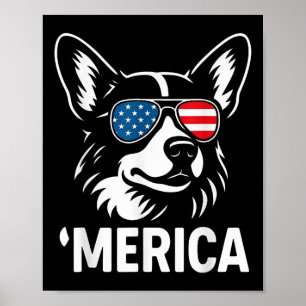 America Corgi Us Flag Patriotic 4th Of July Poster