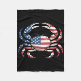 America Crab Us Flag Seafood Fleece Blanket