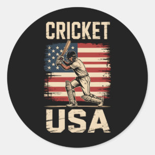 America Cricket American Usa Player Men Women Classic Round Sticker