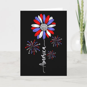 America Daisy Flower 4th Of July Independence Day  Card