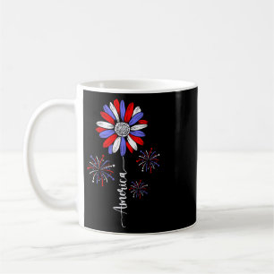 America Daisy Flower 4th Of July Independence Day Coffee Mug