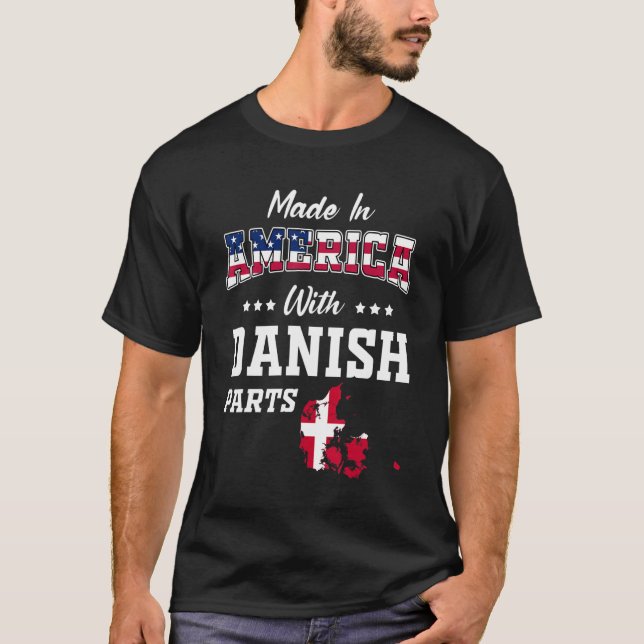America Danish Parts Denmark Map USA Flag Ancestry T-Shirt (Front)