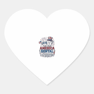America Dental Squad Patriotic Tooth Vector Design Heart Sticker