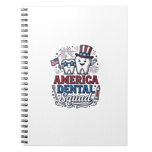 America Dental Squad Patriotic Tooth Vector Design Notebook (Front)