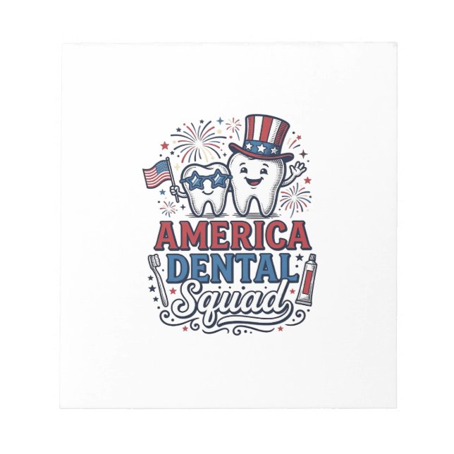 America Dental Squad Patriotic Tooth Vector Design Notepad (Front)
