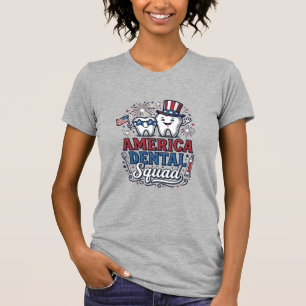 America Dental Squad Patriotic Tooth Vector Design T-Shirt
