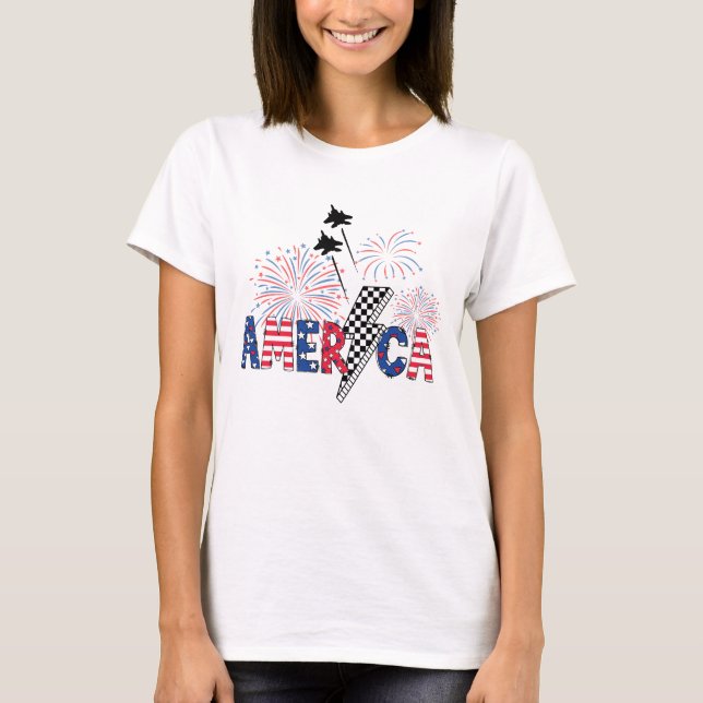 America Design with F-15 Air Force Jets T-Shirt (Front)