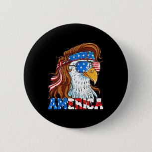 America Eagle 4th Of July Mullet American Flag Usa 6 Cm Round Badge