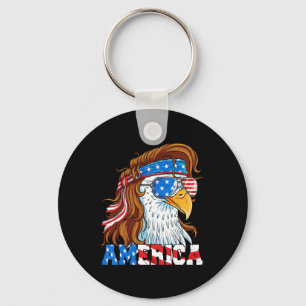 America Eagle 4th Of July Mullet American Flag Usa Key Ring
