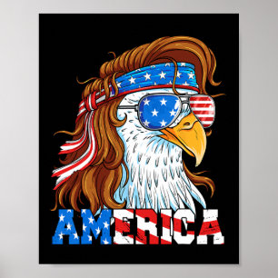 America Eagle 4th Of July Mullet American Flag Usa Poster