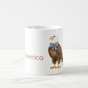 America Eagle Blue Stars Bow Coffee Mug