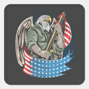 America Eagle Square Sticker