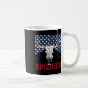 America Est 1776 Cow Skull Funny 4th Of July Coffee Mug