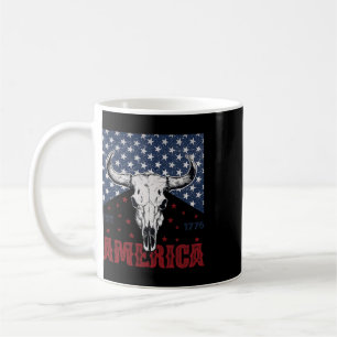 America Est 1776 Cow Skull Funny 4th Of July  Coffee Mug