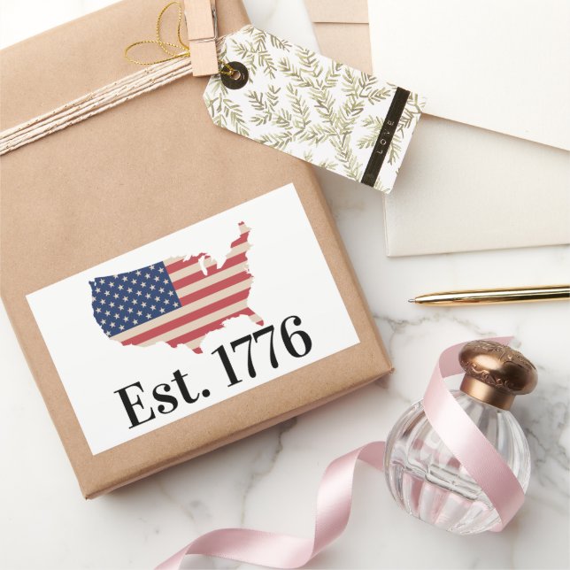 America Est. 1776 Patriotic Flag Rectangular Sticker (Gifting)