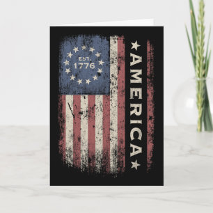America Est 1776 Vintage Historical Us Flag Card