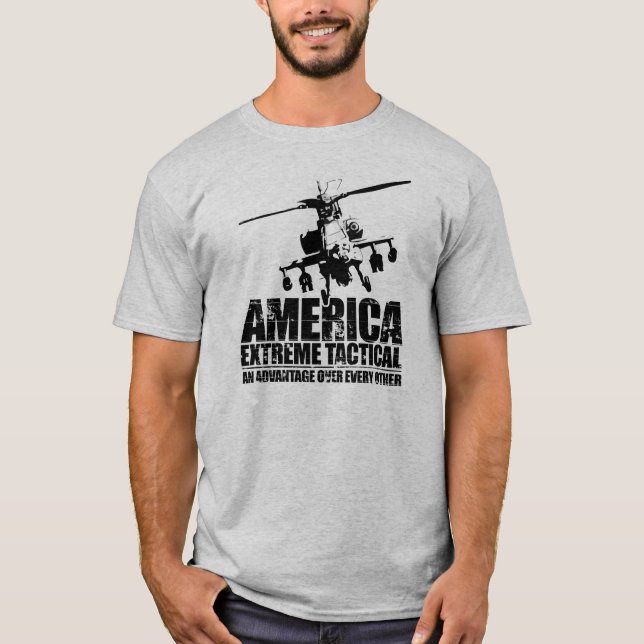 America Extreme Tactical - Apache Helicopter T-Shirt (Front)
