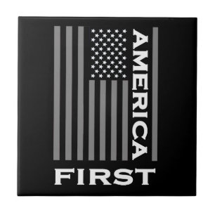 America First American Flag Love the USA Trump Ceramic Tile