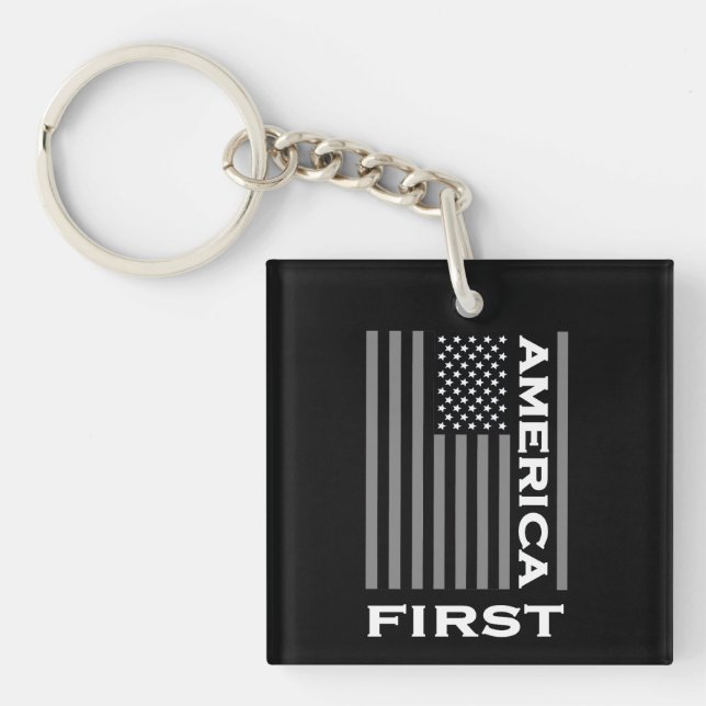 America First American Flag Love the USA Trump     Key Ring (Front)