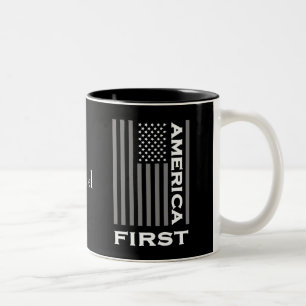America First American Flag Love the USA Trump Two-Tone Coffee Mug