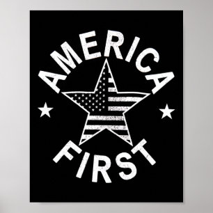 America First Distressed Usa Flag Patriotic 4th Of Poster