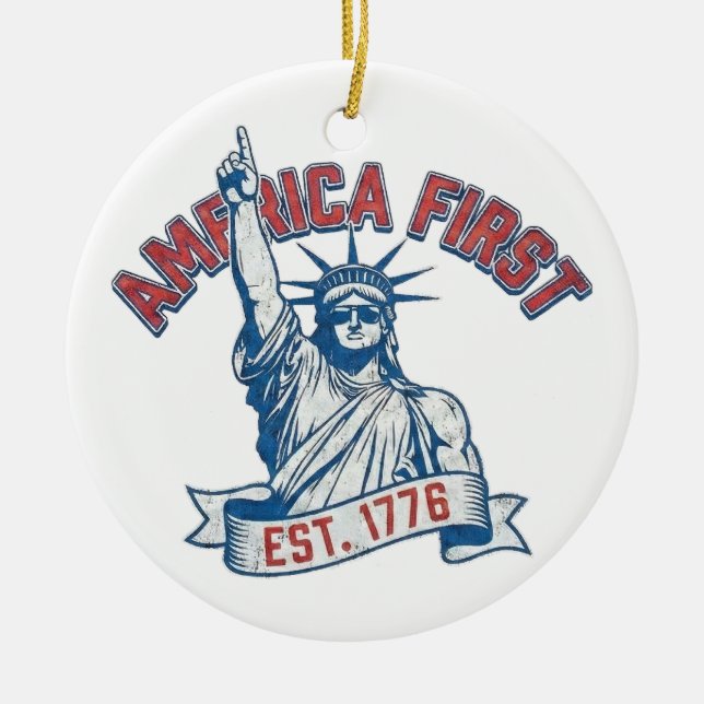 AMERICA FIRST - Est. 1776 Ceramic Ornament (Front)