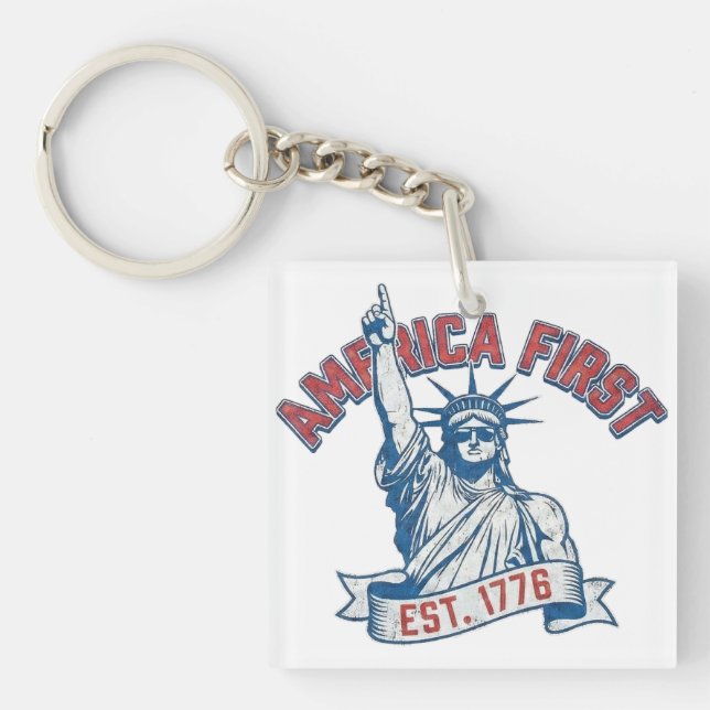 AMERICA FIRST - Est. 1776 Key Ring (Front)