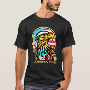America First Patriotic Eagle Illustration 4th of  T-Shirt