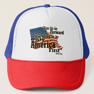 America First Patriotic Vintage Flag Trucker Hat